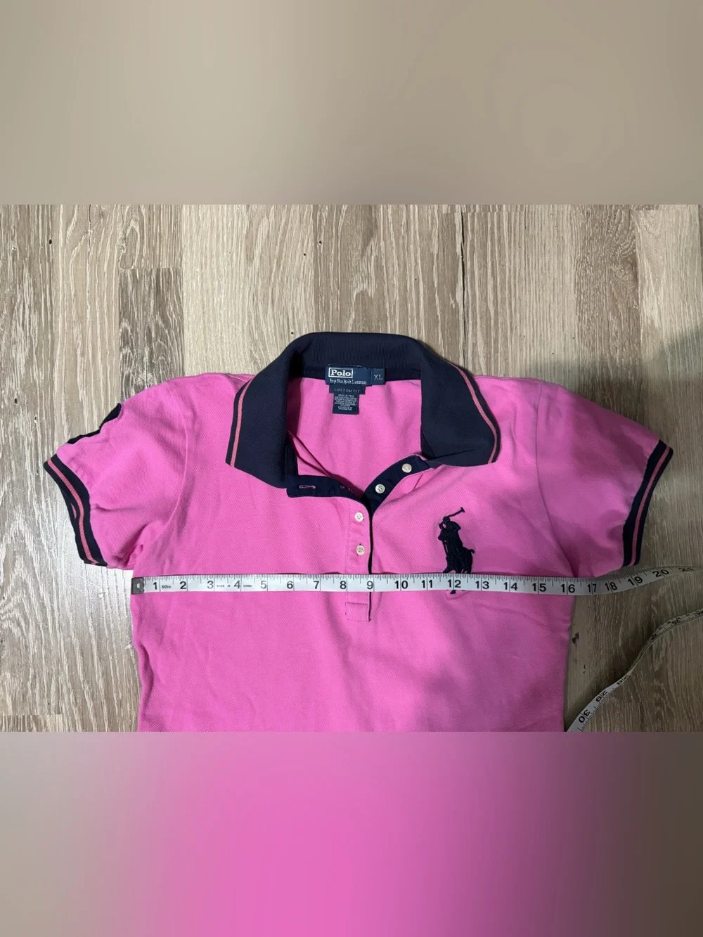 Polo Ralph Lauren Pink Big Pony Polo Dress Navy Trim XL